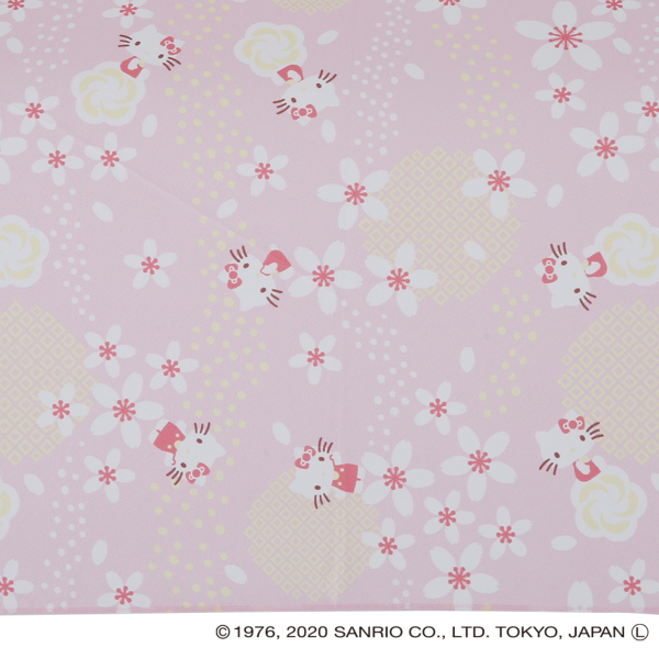 Sanrioの雨晴兼用折りたたみ雨傘 ハローキティ 桜 アンブレラフェイス Line Drops