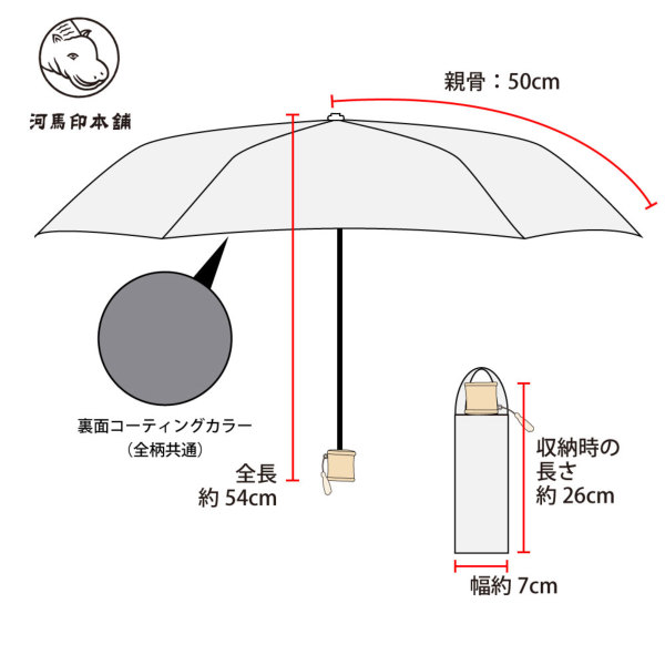 晴雨兼用折りたたみ日傘【百合（勿忘草色/わすれなぐさいろ）】