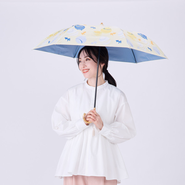 晴雨兼用2段ミニ折りたたみ日傘【水風船（薄卵色/うすたまごいろ