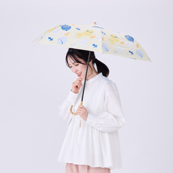 晴雨兼用2段ミニ折りたたみ日傘【水風船（薄卵色/うすたまごいろ