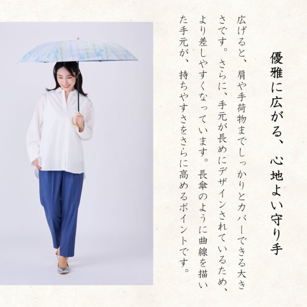 河馬印本舗の晴雨兼用2段ミニ折りたたみ日傘【菊(浅縹/あさはなだ)】
