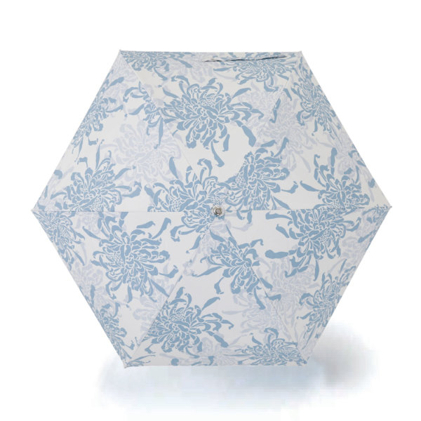 河馬印本舗の晴雨兼用折りたたみ日傘【菊(浅縹/あさはなだ)】