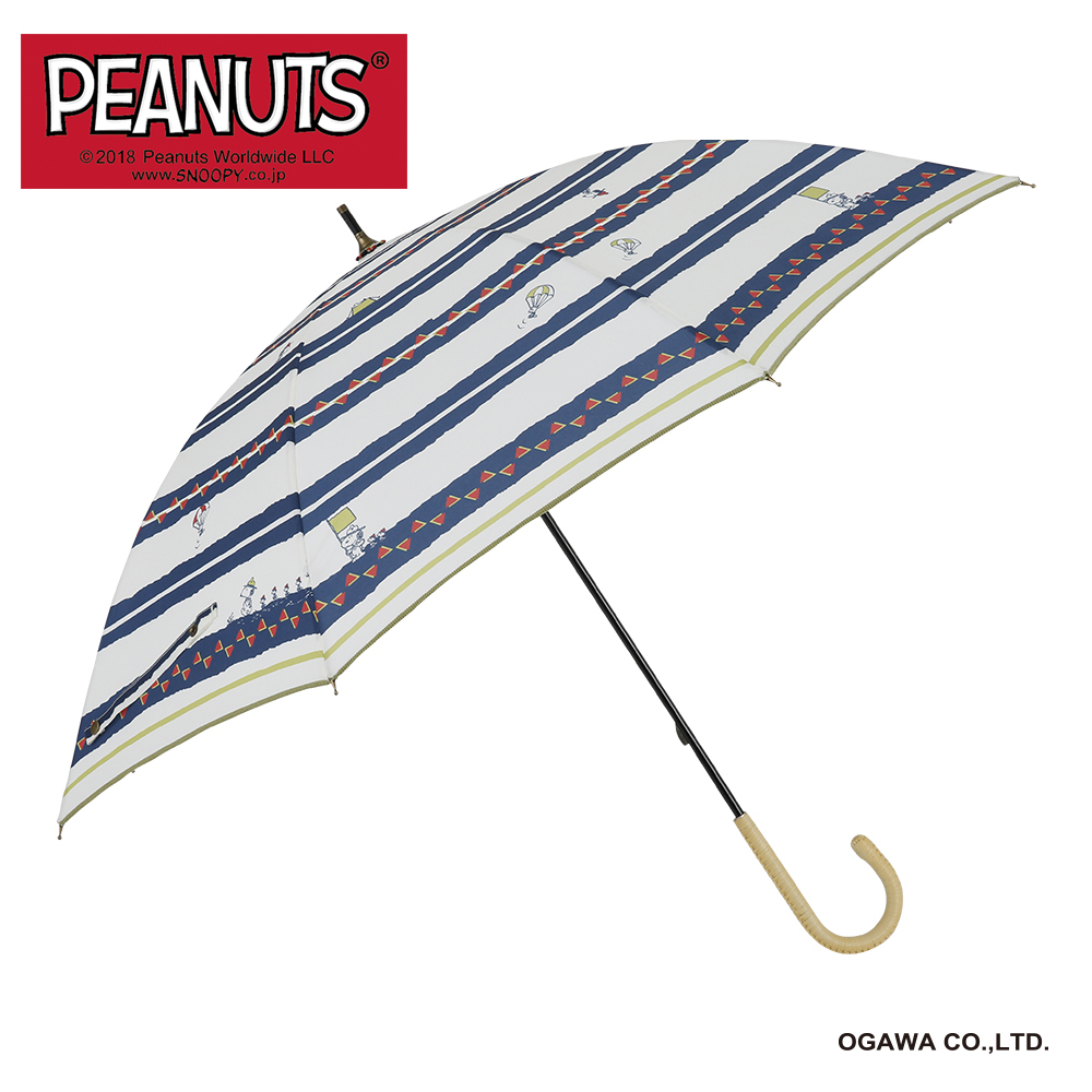 Peanuts One Splusの晴雨兼用日傘 スヌーピー アウトドアボーダー Line Drops