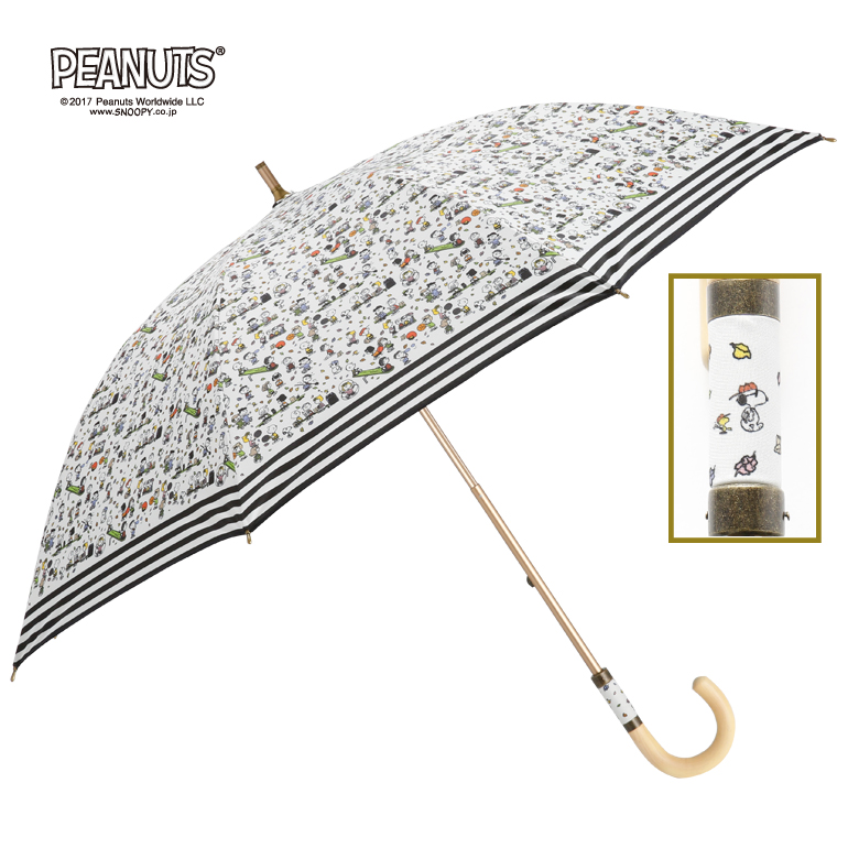 売りつくしsale Peanuts Linedropsの晴雨兼用日傘 キャンバスパラソル スヌーピーを探して Line Drops