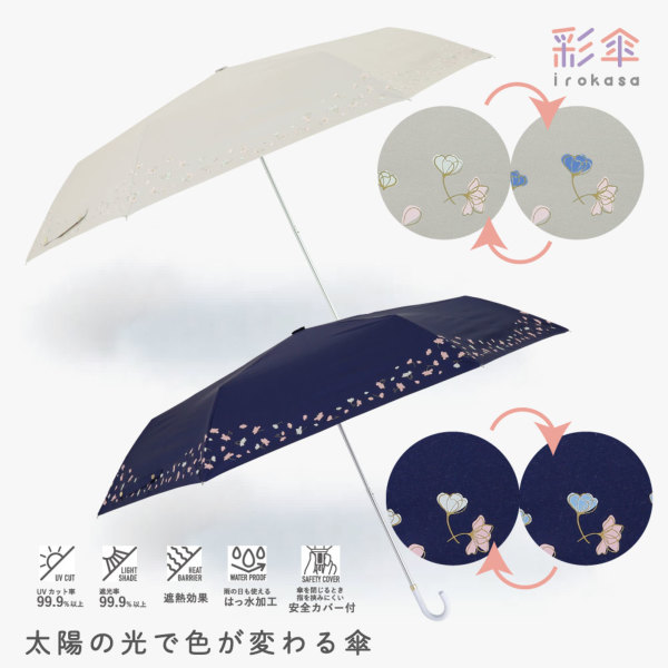 晴雨兼用折りたたみ日傘【彩傘（いろかさ）/フラワー】｜LINE DROPS