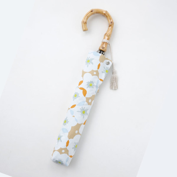 河馬印本舗の晴雨兼用2段ミニ折りたたみ日傘【梅（香色/こういろ）】