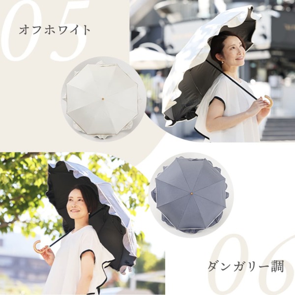 Ciel(シエル)の晴雨兼用折りたたみ日傘【ダンガリー調切り継ぎ Ciel(シエル)の晴雨兼用折りたたみ日傘【ダンガリー調切り継ぎ