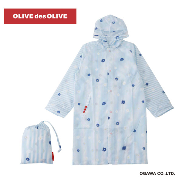 OLIVE des OLIVEのガールズレインコート【ストライプフラワー/2カラー】