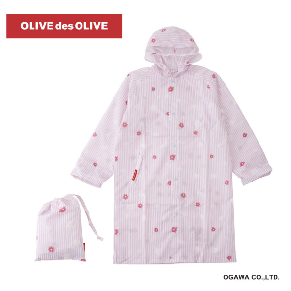 OLIVE des OLIVEのガールズレインコート【ストライプフラワー/2カラー】