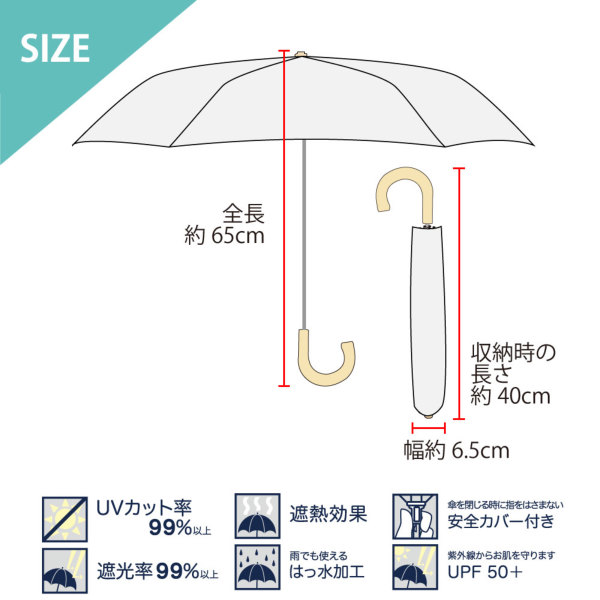 晴雨兼用2段ミニ折りたたみ日傘【ラインフラワー】