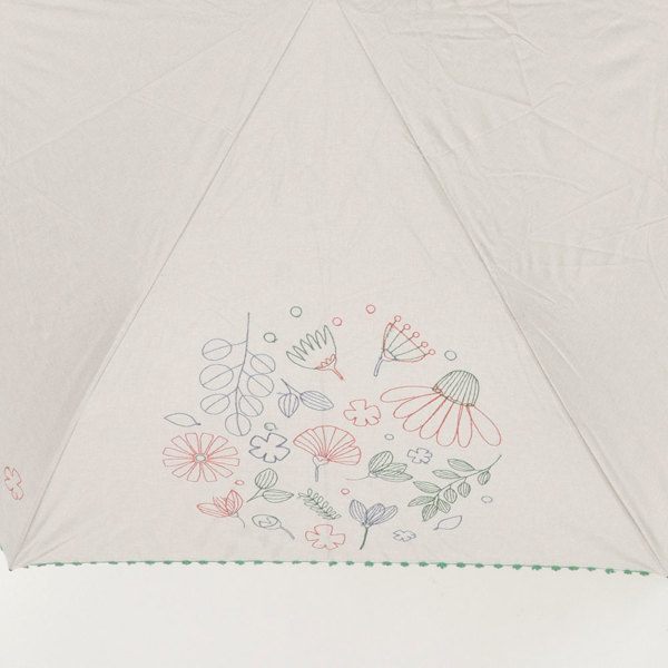 晴雨兼用2段ミニ折りたたみ刺繍日傘【トレコヴの花】