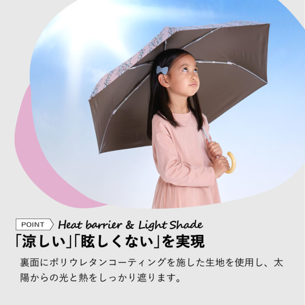 キッズ晴雨兼用折りたたみ日傘【子ども日傘/ラインフラワー】