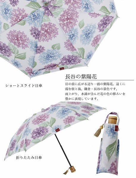 期間限定sale Nugoo 拭う の晴雨兼用日傘 長谷の紫陽花 Line Drops