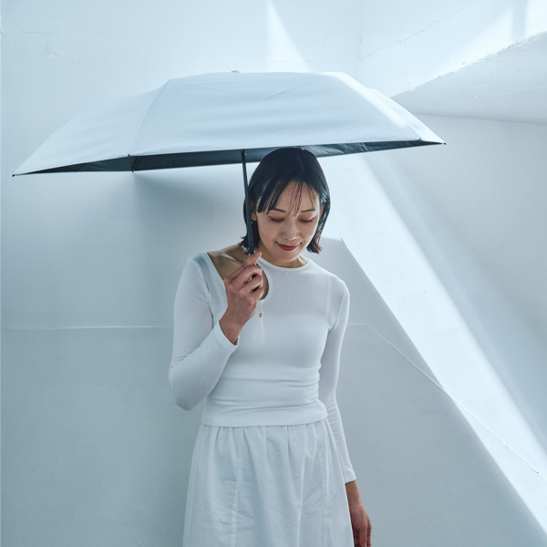 白の頂（いただき）の晴雨兼用折りたたみ日傘【インサイド/Radi-cool/2