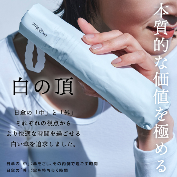 白の頂（いただき）の晴雨兼用折りたたみ日傘【インサイド/Radi-cool/2